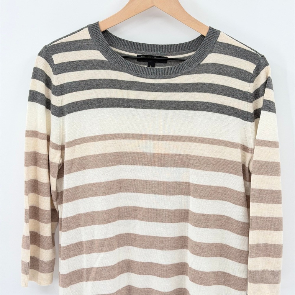 Banana Republic Lightweight Sweater Women's Large Striped 3/4 Sleeve Career EUC - Picture 3 of 5